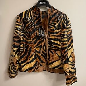 Vintage Tiger Print Bomber Jacket